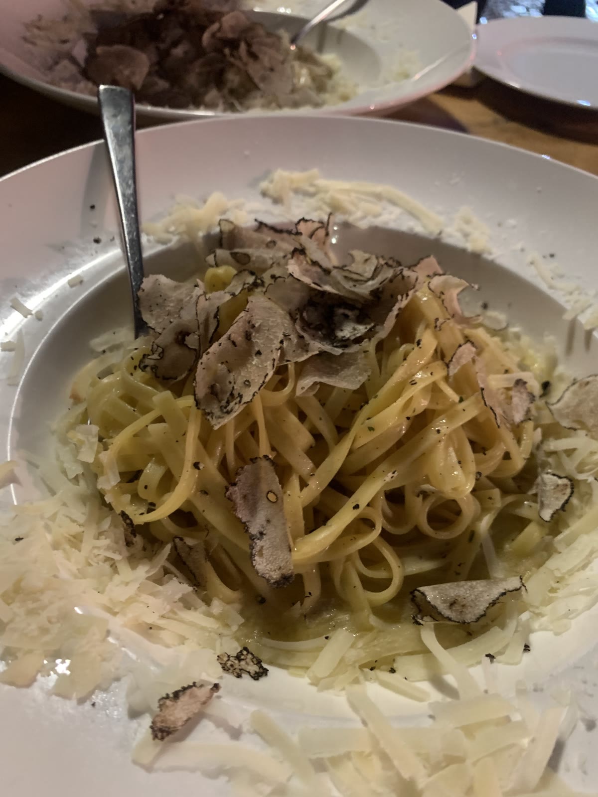 Tagliolino mit Trüffel, Nahaufnahme mit Gabel